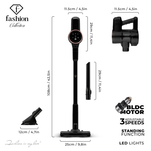 Odkurzacz bezprzewodowy FashionTV FTV-0085 Matte Black Rose Gold