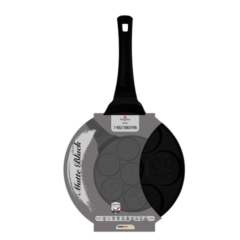 Patelnia do naleśników 26cm | Pancakes wzór emoji BerlingerHaus BH-7791 Matte Black Collection