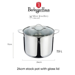 Garnek z pokrywką 24 cm BerlingerHaus BH-6583 Silver Jewellery Collection