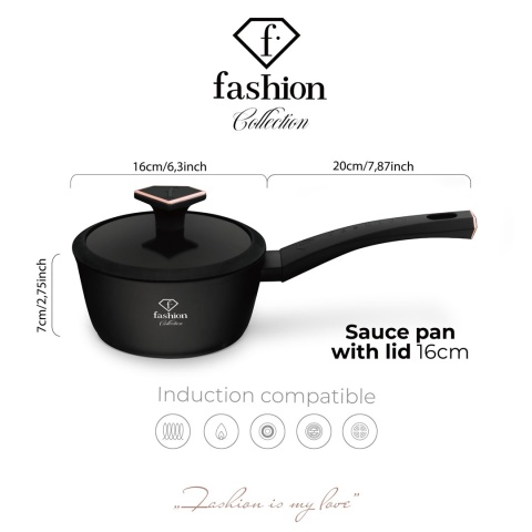 Rondel 1,2 L z pokrywką Fashion TV FTV-0026 Matte-Black Rose Gold