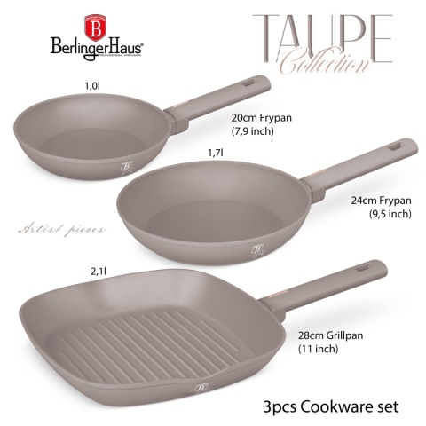 Zestaw 3 patelni BerlingerHaus Taupe BH-8109