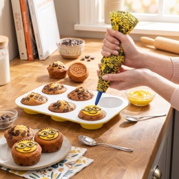 Forma do muffinów 6 szt. z workiem cukierniczym Minions Collection BerlingerHaus BH-8708MN