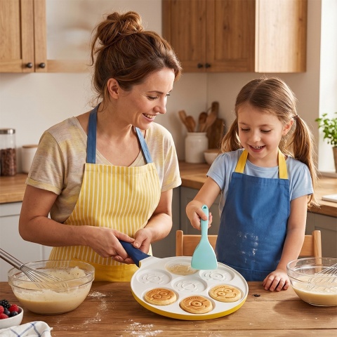 Patelnia do placuszków 7 otworów Emoji 26 cm Minionki Collection BerlingerHaus BH-8949MN