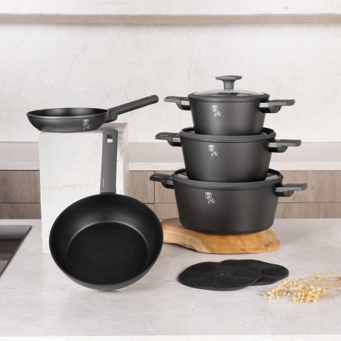 Zestaw 10-el garnki i patelnie BerlingerHaus Antracit Collection BH-8140