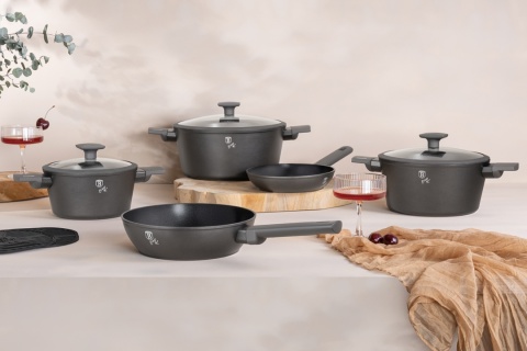 Zestaw 10-el garnki i patelnie BerlingerHaus Antracit Collection BH-8140