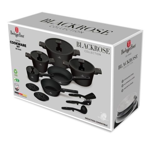 Zestaw 15el. garnki, patelnie, akcesoria BerlingerHaus Black Rose BH-8463