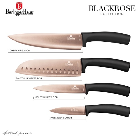 Zestaw noży ze stali nierdzewnej 4 szt. BerlingerHaus BH-2385 Black Rose Collection